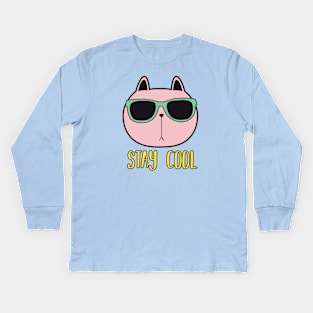 cool cat - cat with eyeglass Kids Long Sleeve T-Shirt